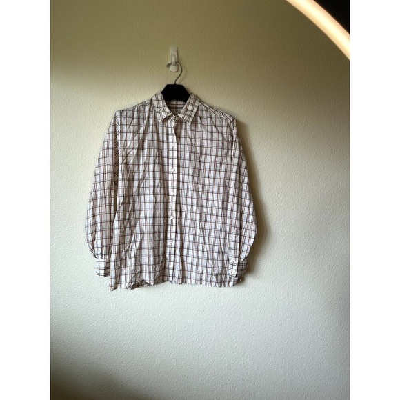 Liz Claiborne Lizsport 100% Cotton Plaid Shirt Women’s XL EUC White Blue Brown - Picture 1 of 4